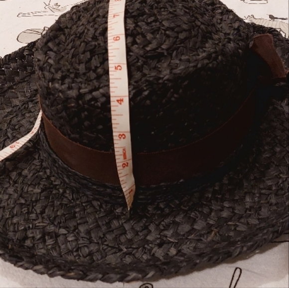 Vintage Liz Claiborne Straw Hat with Brown Bow - Picture 8 of 12